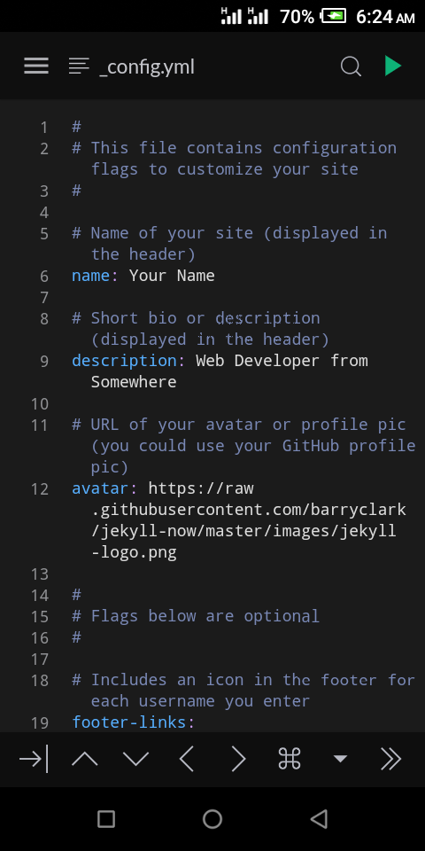 Jekyll Config file in spck editor