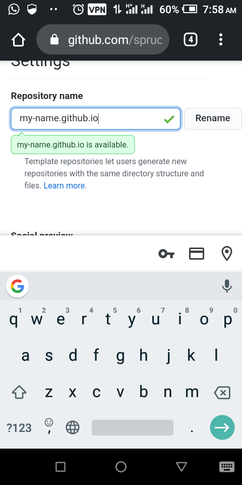 Change it to something like this with your own github username